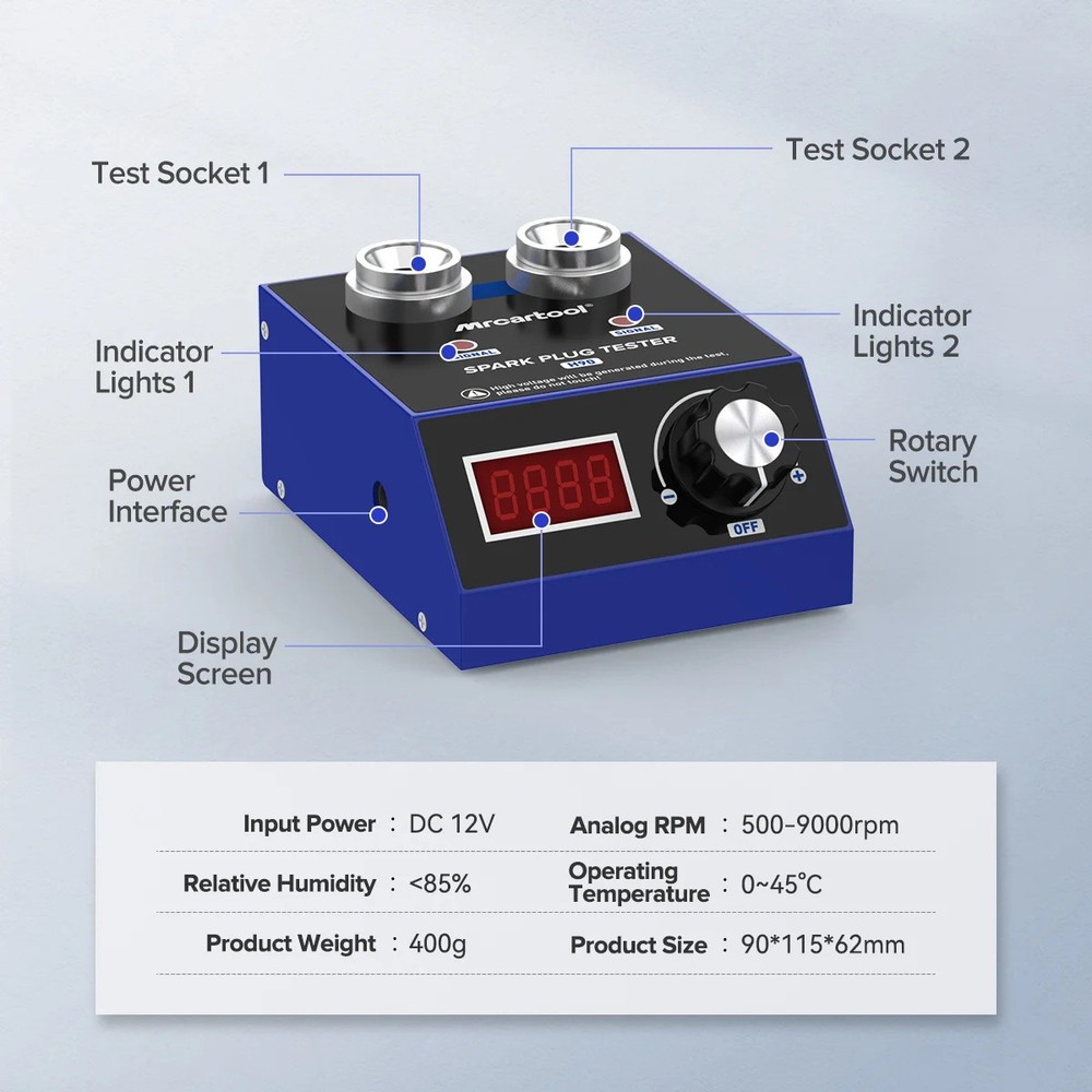Digital Car Spark Plug Tester Ignition Testers Double Hole Analyzer Diagnostic