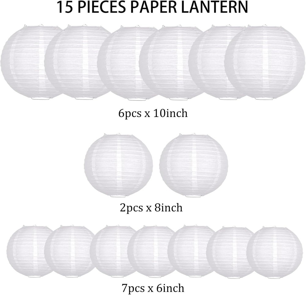Paper Lanterns Decorative, White Round Hanging Lantern