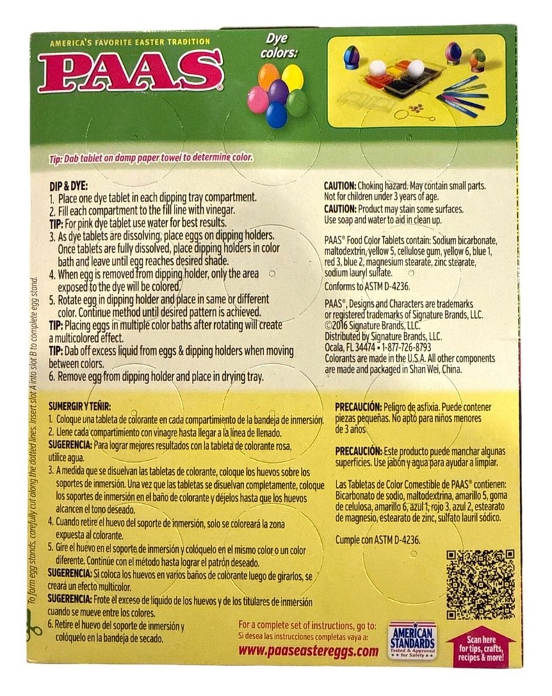 PAAS Dip & Dye Easter Egg Decorating Kit With Stands+ Dye Tablets+ Dipping Tool+