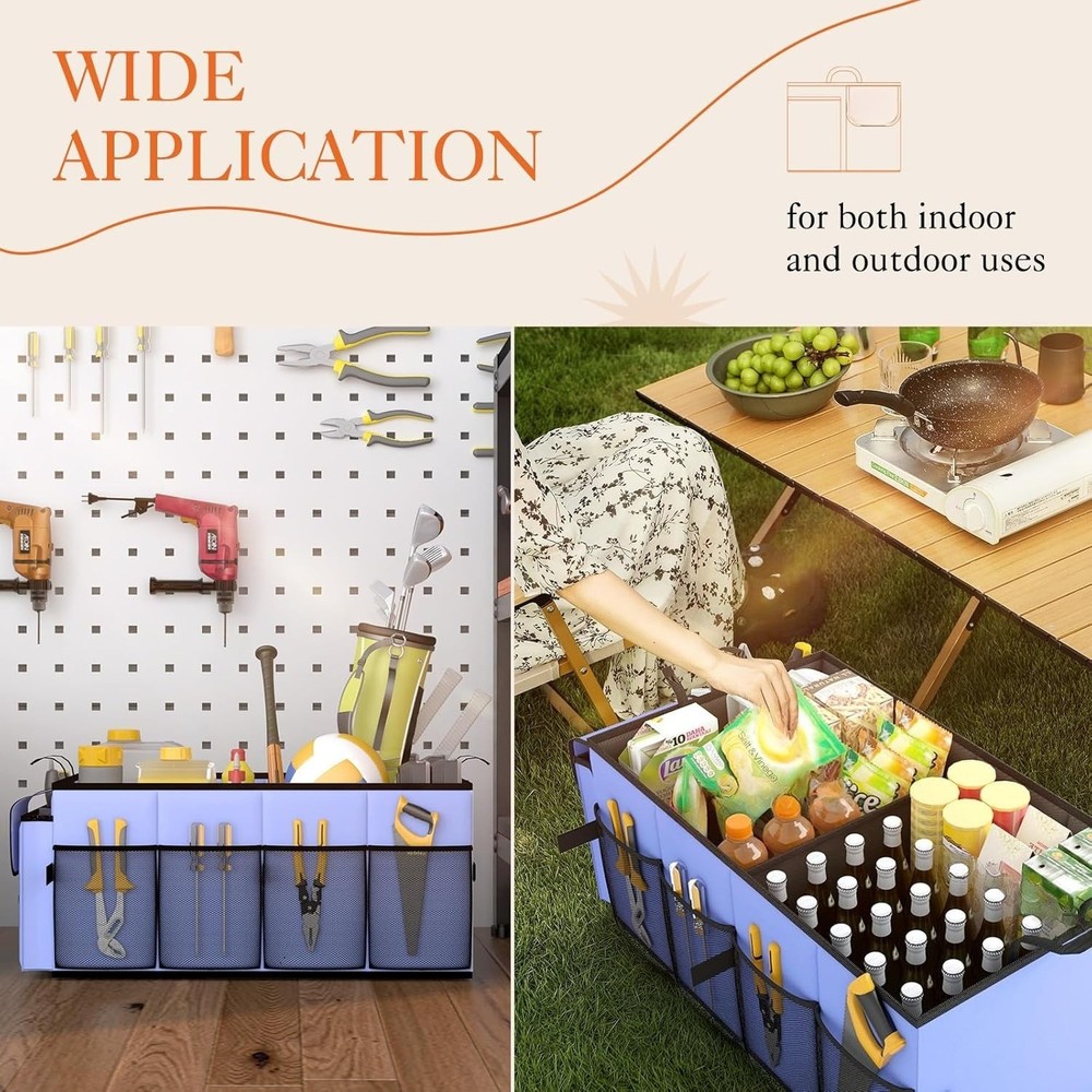 Large-Capacity Trunk Organizer - Foldable , , Sundries, Blue, 2 Compartments