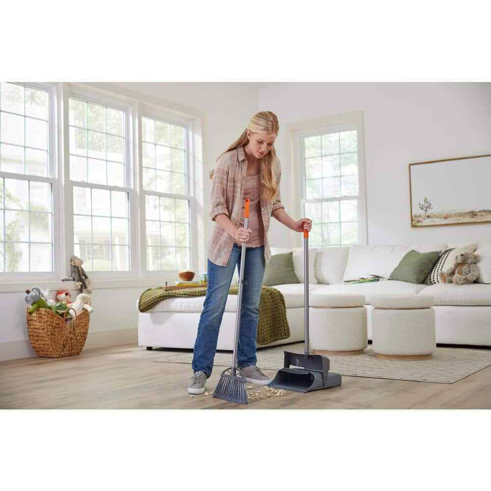 Long Handle Broom and Dust Pan Set - Easy Clean Up