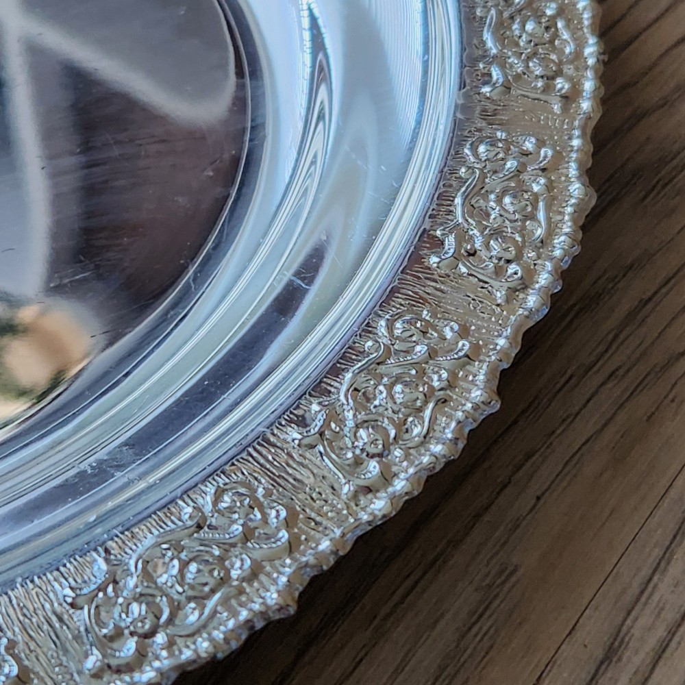 Silver Plated Round Tray Plate Nut Candy Serving Dish Vintage Silverplate 8.5"