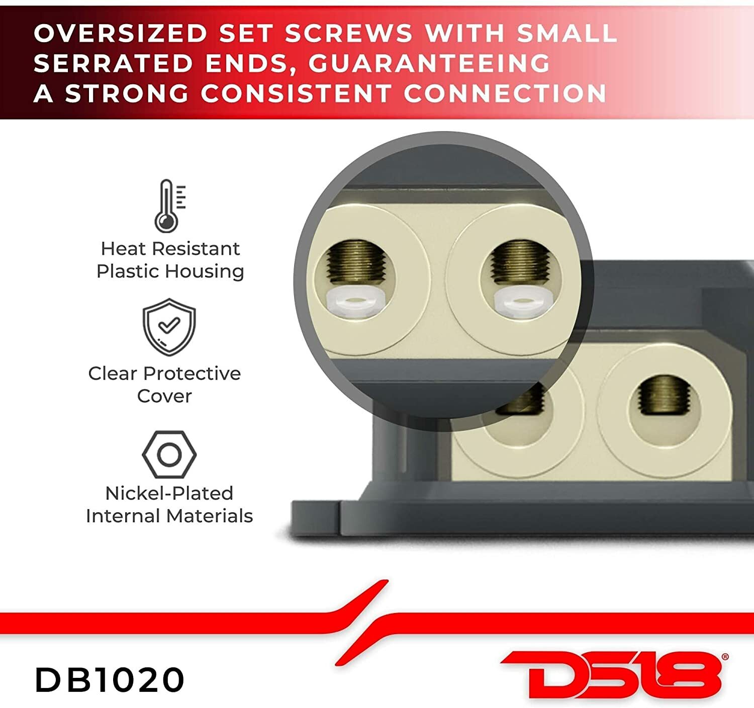 DS18 DB1020 Distribution Block 1X0-GA In 2X0-GA Out For Car Amplifiers