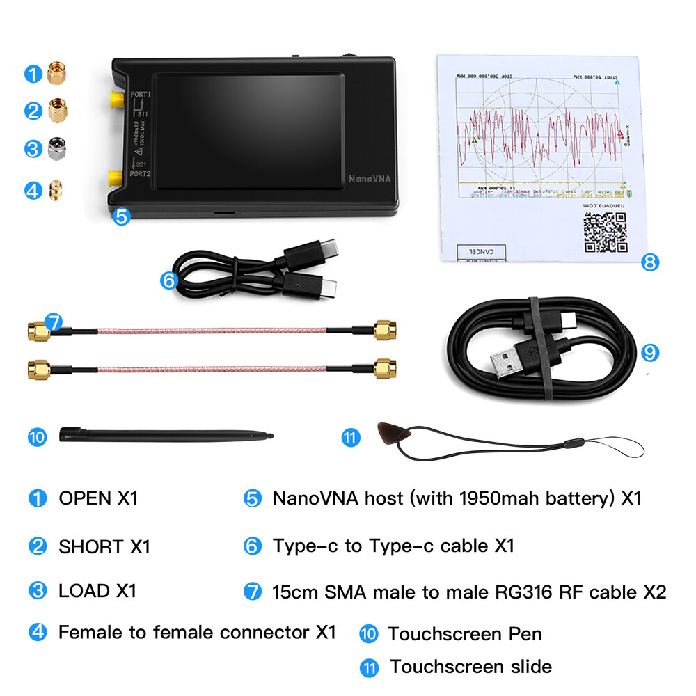 NanoVNA-H4 Antenna Analyzer 10KHz -1.5GHz 4.3 Version Vector Network Analyzer