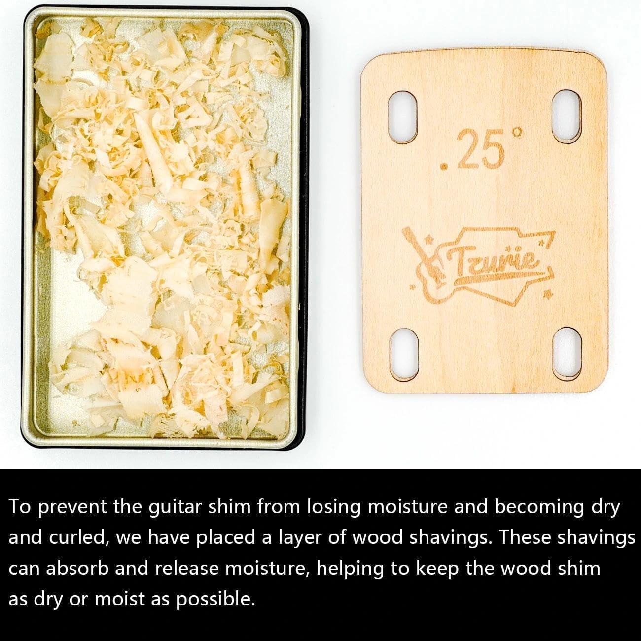 Electric Guitar Neck Shims Set of 3 -0.25°, 0.50°, 1.00° - Solid Maple