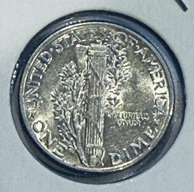 1944-P Mercury 10c 90% SILVER ~ GEM BU ~ Partial Split Bands ~ GR8 Luster ~ B92