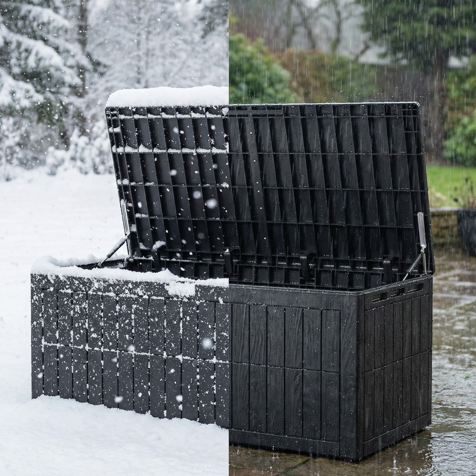 WaterProof 220 Gallon Resin Outdoor Storage Box with Lockable for Garden Patio