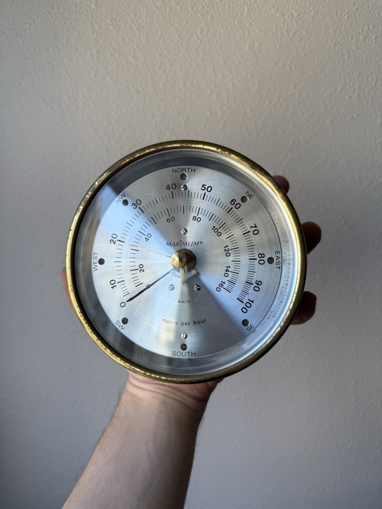 Maximum Inc. Brass Anemometer Instrument Maestro Wind Speed & Direction Gauge