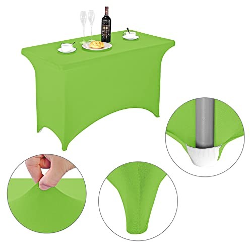 Spandex Fitted Stretch Table Cover for 4ft 48" x 30" (Rectangular) Apple Green