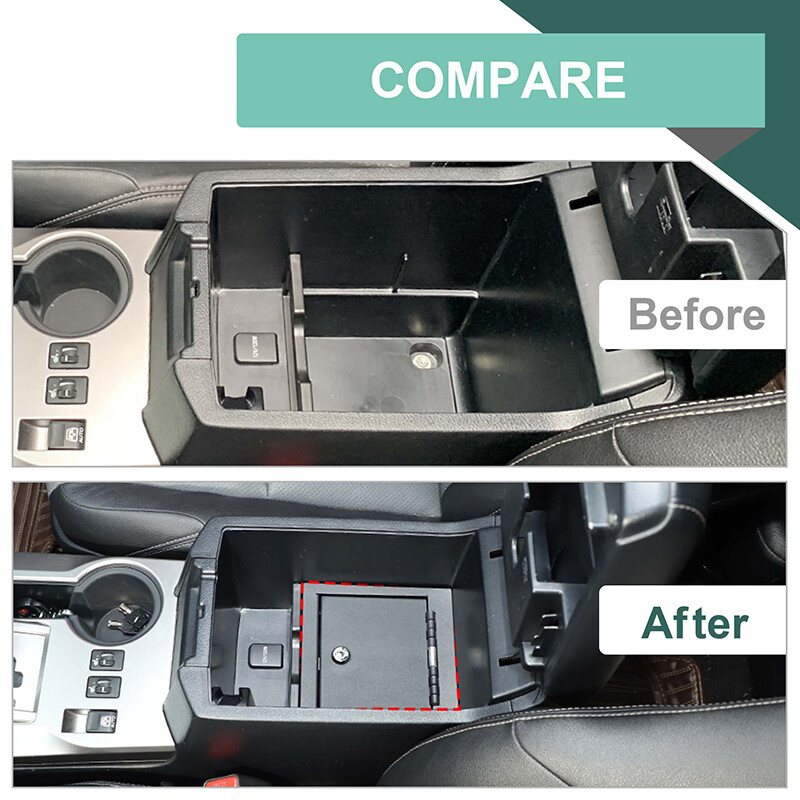 Locking Console Safe Armrest Console Security Storage Box for 4Runner 10+ w/keys