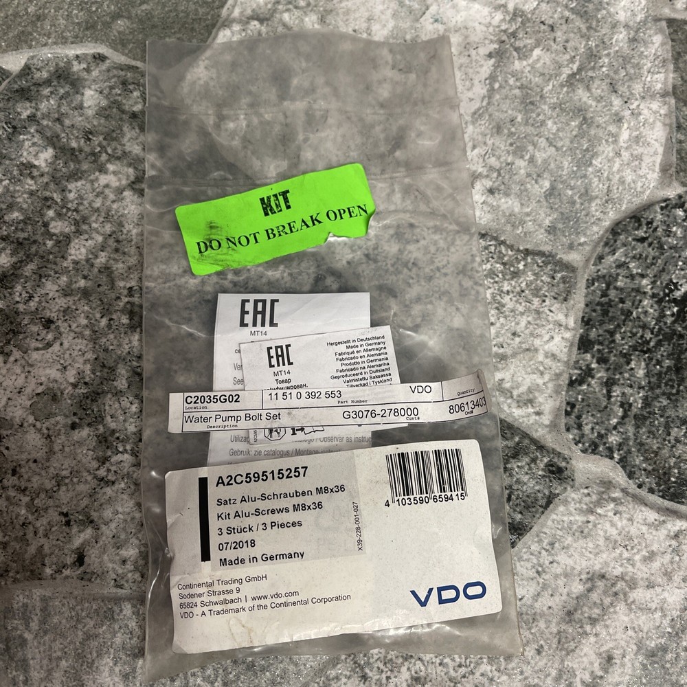 Vdo A2C59515257 Water Pump Screw Kit