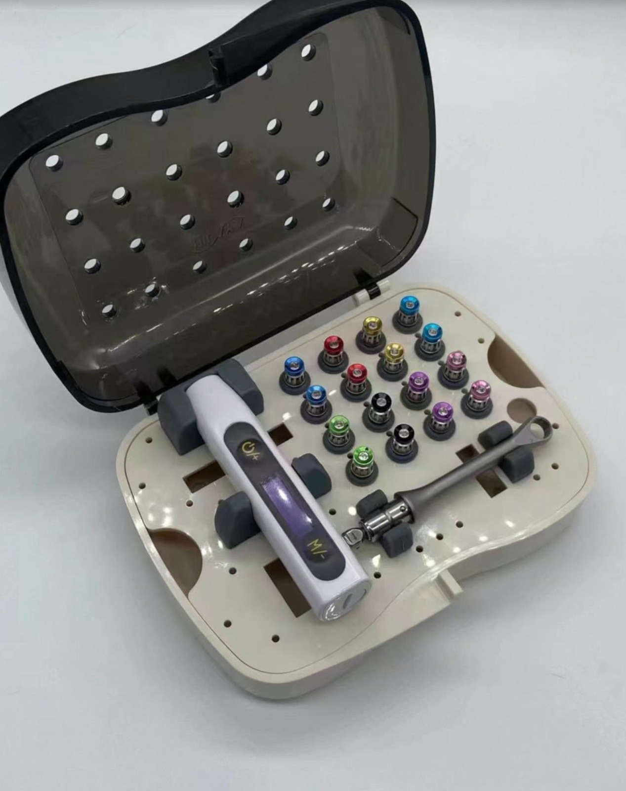 Electronic Dental Implant Universal Prosthetic Kit Torque Wrench 16 Screwdrivers