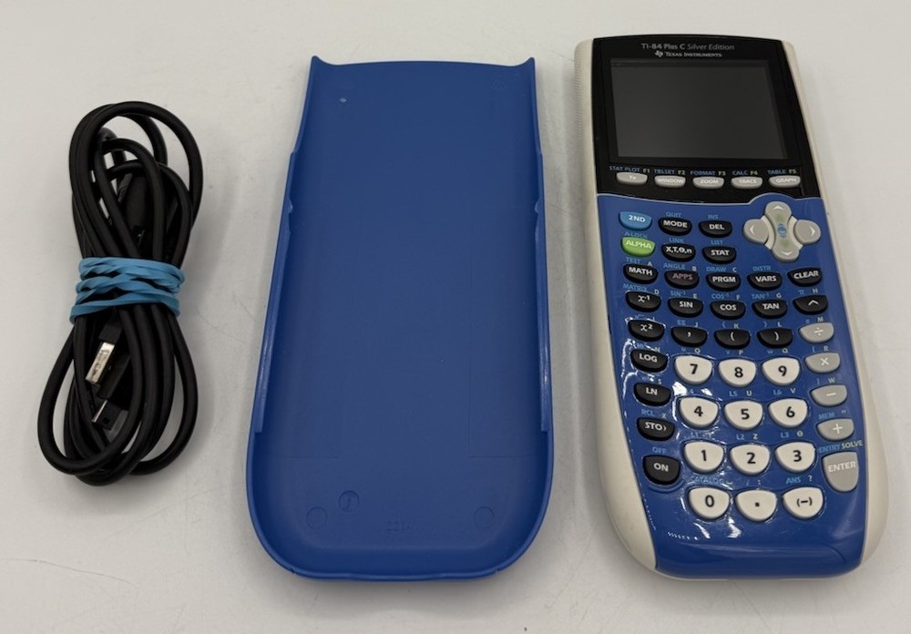 Texas Instruments TI-84 Plus C Silver Edition Graphing Calculator Blue/White