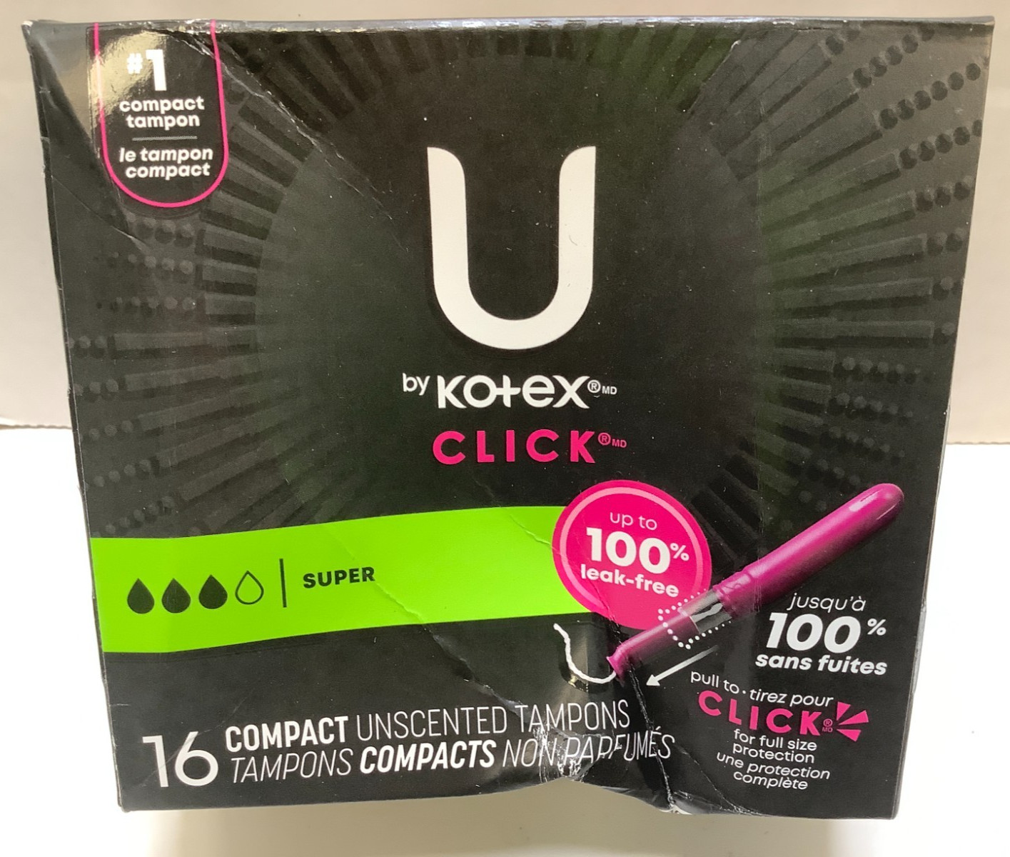 U By Kotex Click Compact Unscented Tampons, Super, 128ct, Free Shipping!!!