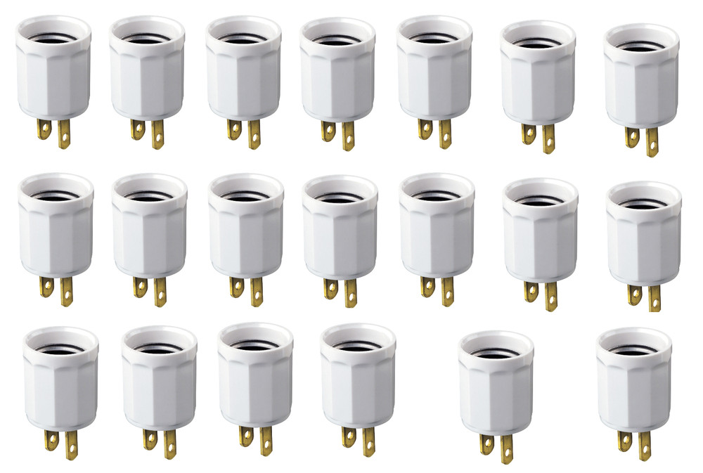 20 pack Plug In Leviton Polarized OUTLET SOCKET ADAPTERS plug to Light bulb