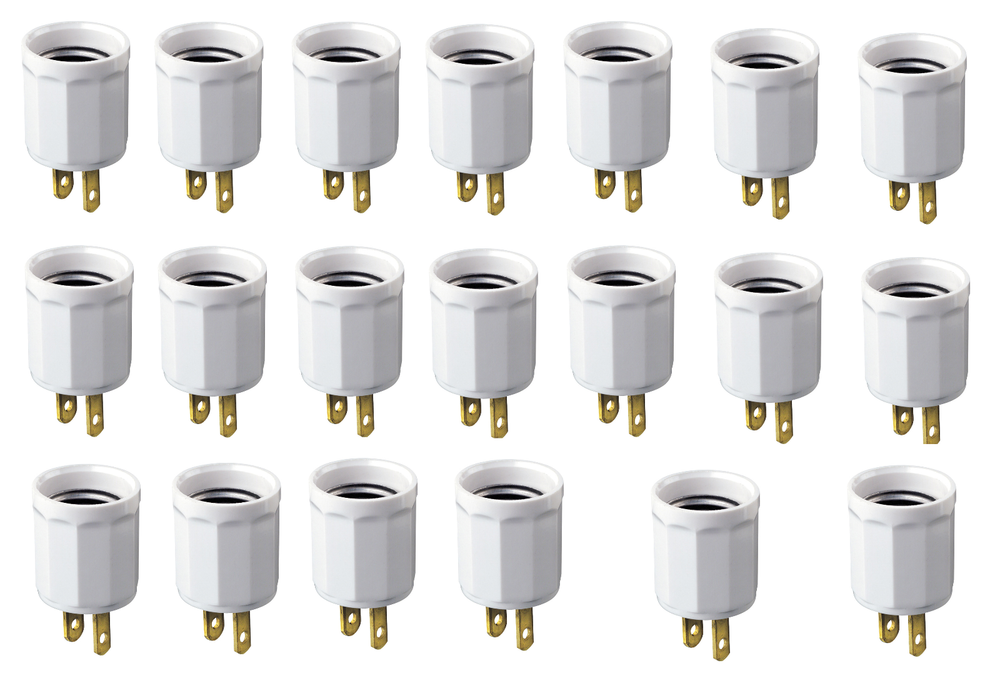 20 pack Plug In Leviton Polarized OUTLET SOCKET ADAPTERS plug to Light bulb