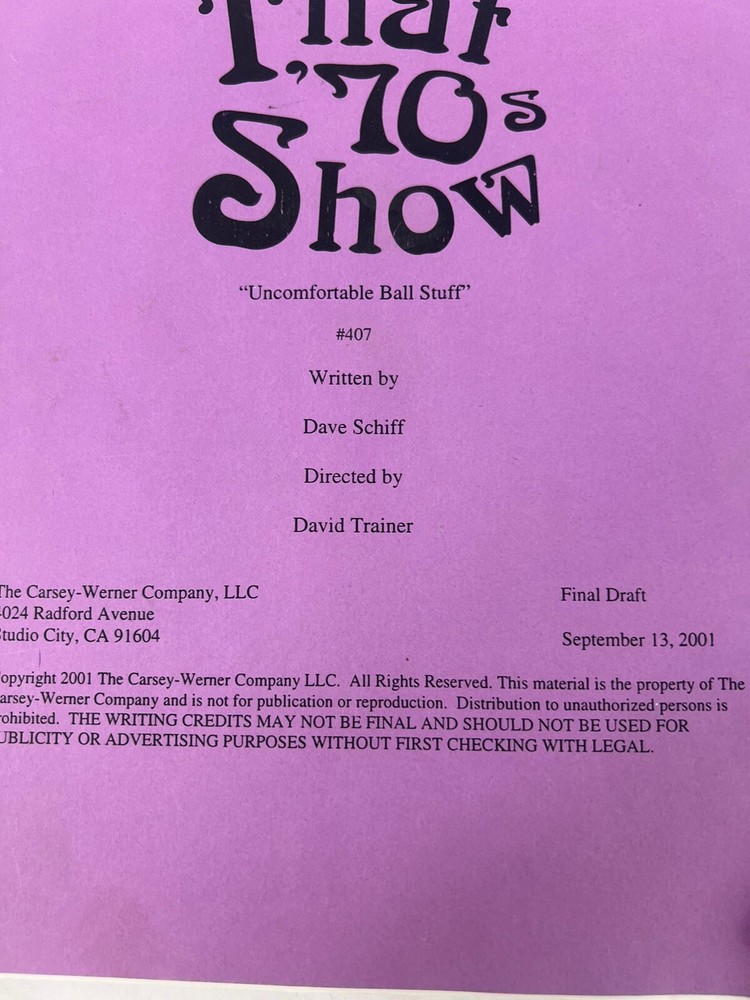 That 70’s Show TV Show Final Script Uncomfortable Ball Stuff 2001 Mila Kunis