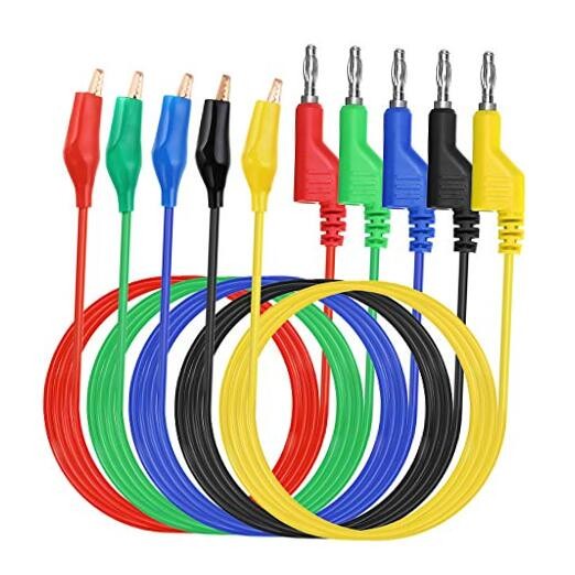 Multimeter Test Lead Set - Stackable Banana Plug to Alligator Clips Test
