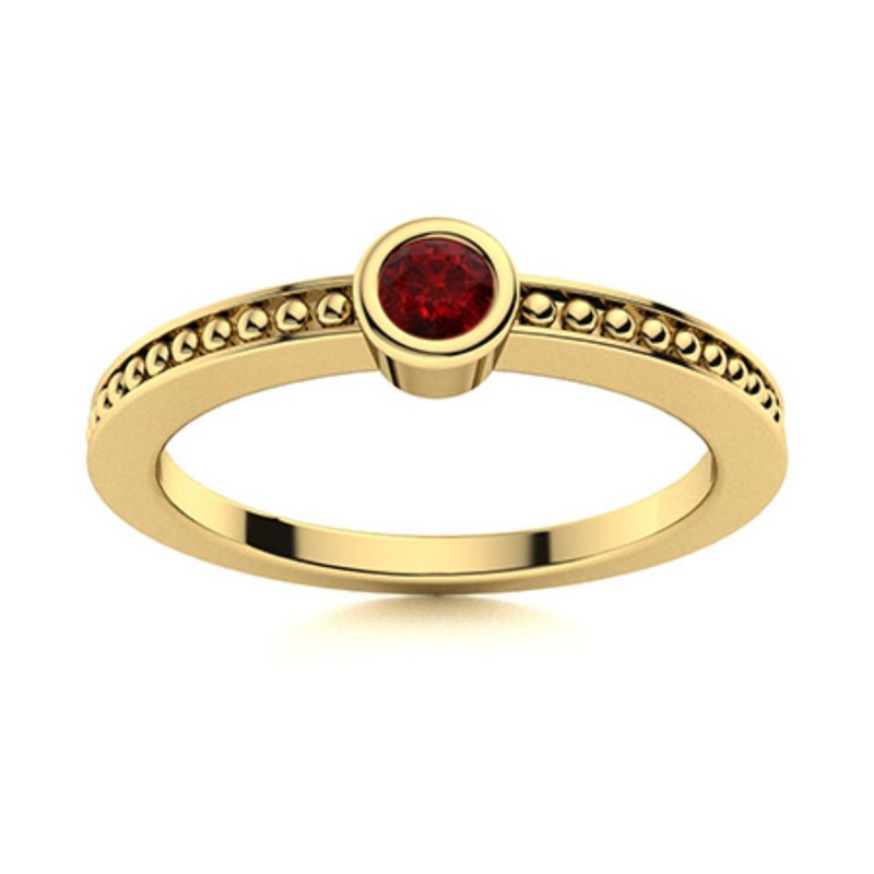 925 Sterling Silver Natural Garnet Trendy Solitaire Statement Ring