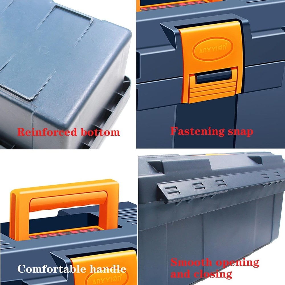 Rugged Lockable Tool Box - 13-Inch Plastic Organizer for Safe Tool Transport