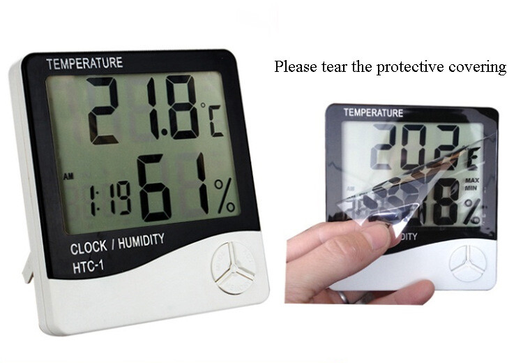TechTongda Indoor Digital LCD Temperature Humidity Meter Clock Multi-function
