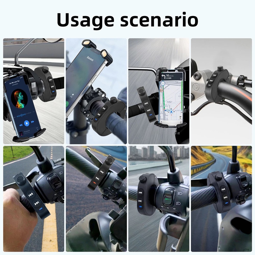 For Motorcycle Handlebar Media Remote Control Wireless Bluetooth Button IP66