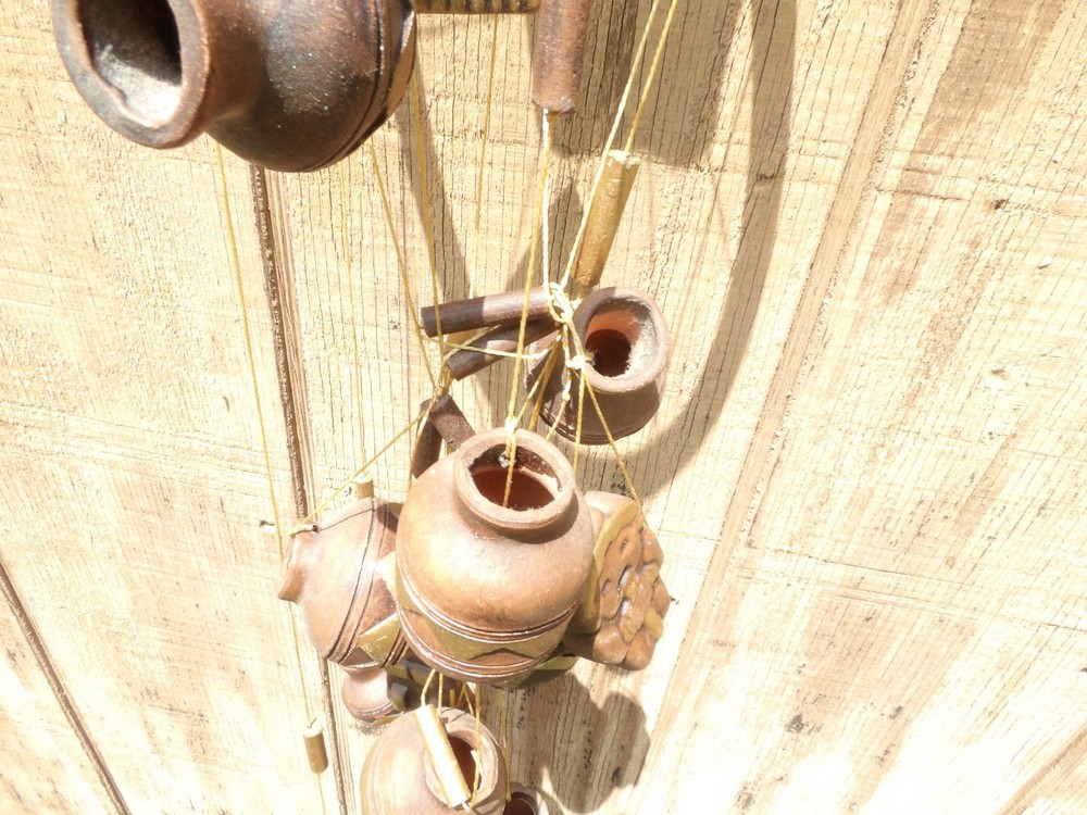 Rustic Ceramic Wind Chime Clay Pot Design Handmade Southwestern Boho Decor 40"
