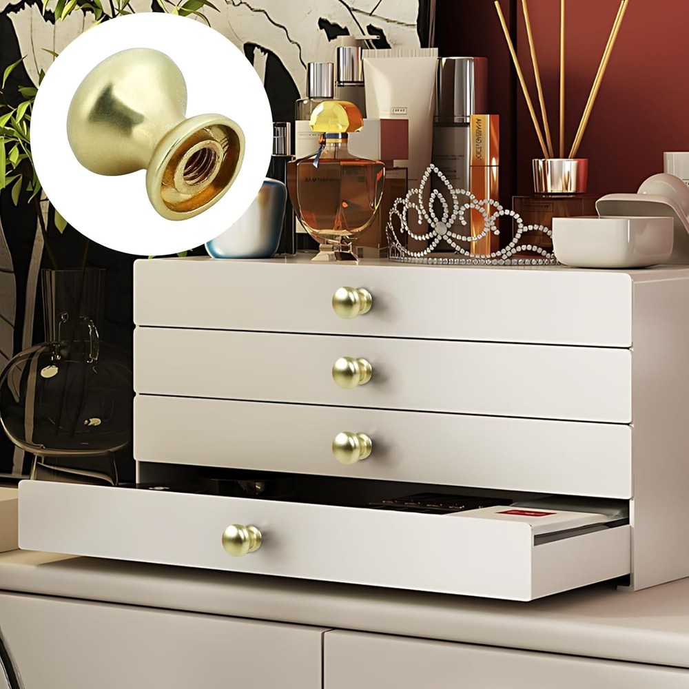 6pcs Small Drawer Knobs Gold Vanity Knob Round Mini Door Knobs for Jewelry Box 0
