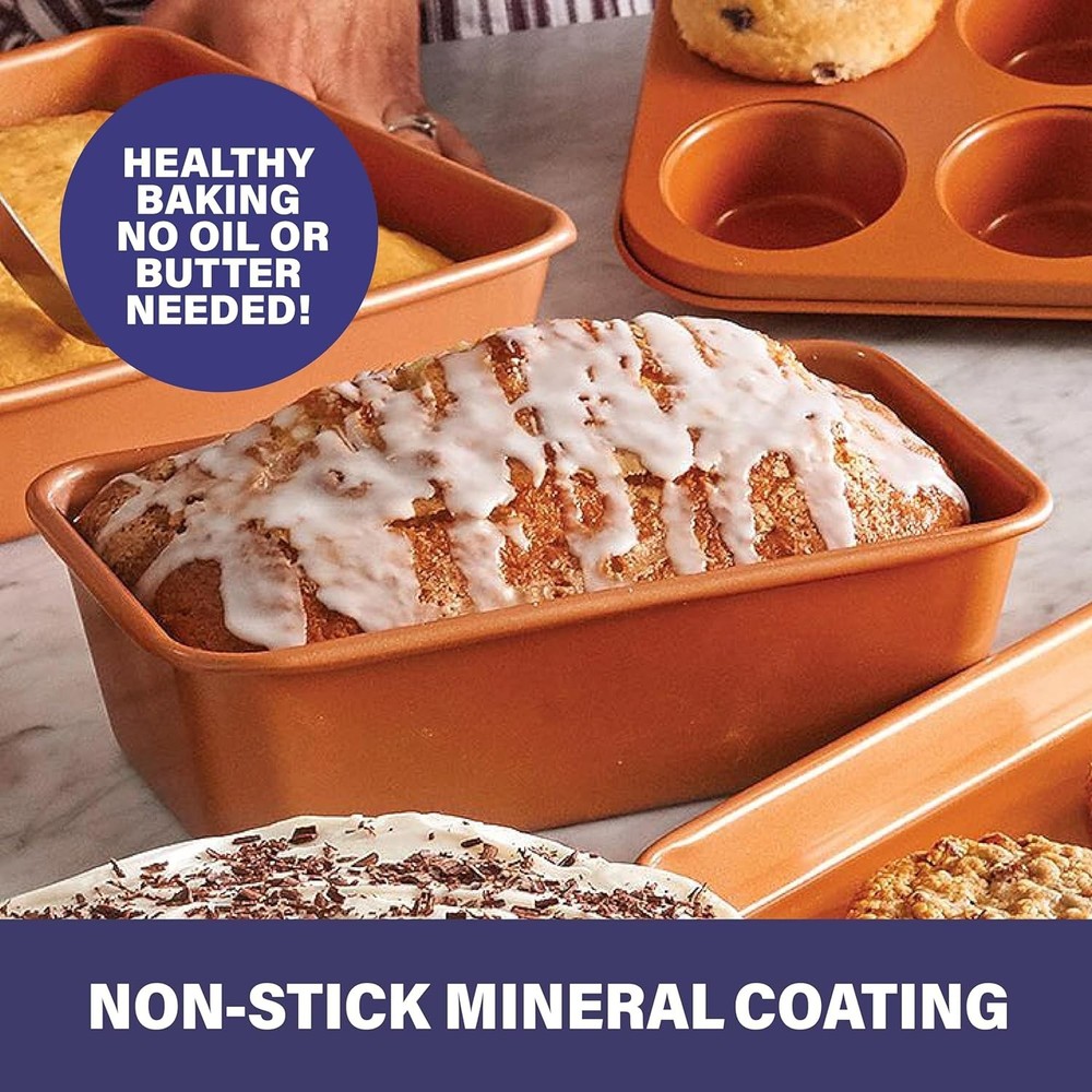 Non Stick Ceramic Bakeware Set, 5 Piece No Warp & Dishwasher Safe Baking Set