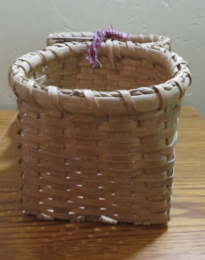 HANDMADE SIGNED DOUBLE BASKET SPLIT ASH?? ORGANIZER SORTING 12 X 6 X 5"