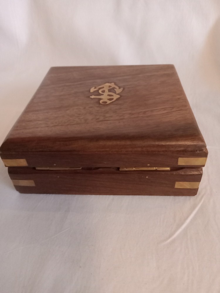 Brass Compass With Wooden Case