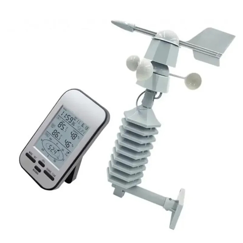 Wireless Anemometer Weather Station Clock Wind Speed Direction Temp Humidity