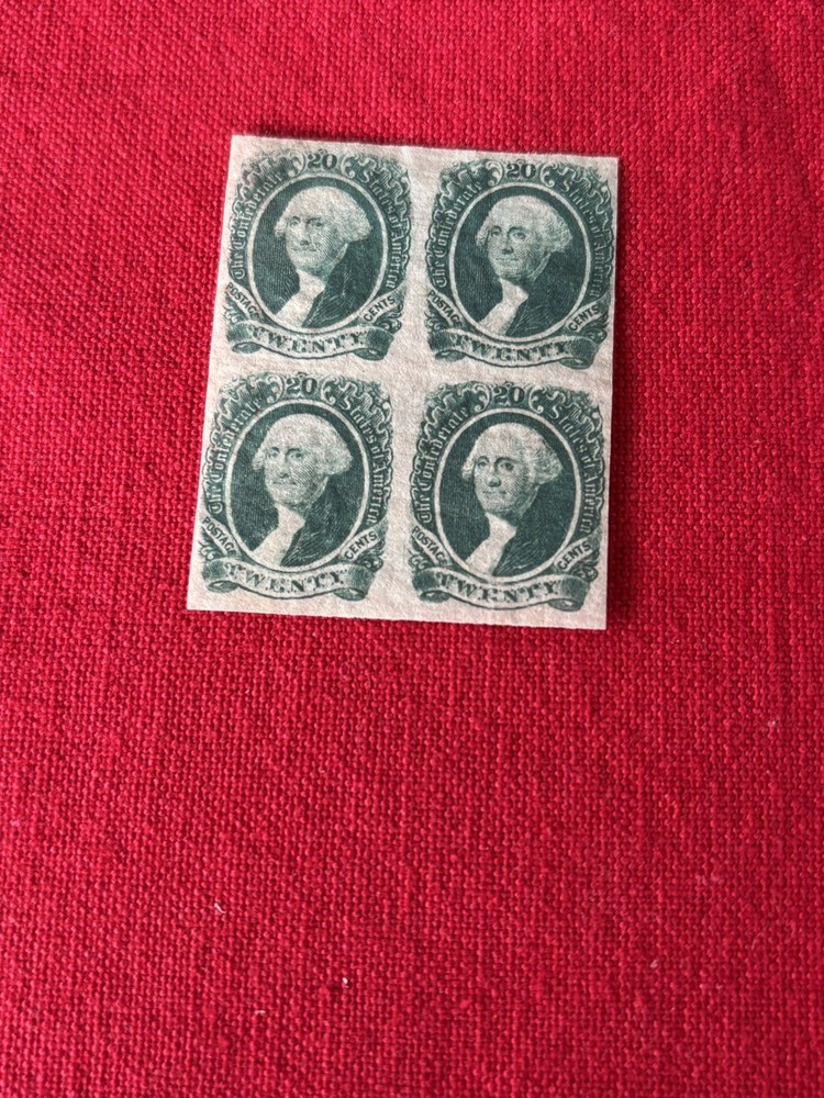 Very Rare CSA 13, XF NH Gutter Block of Four