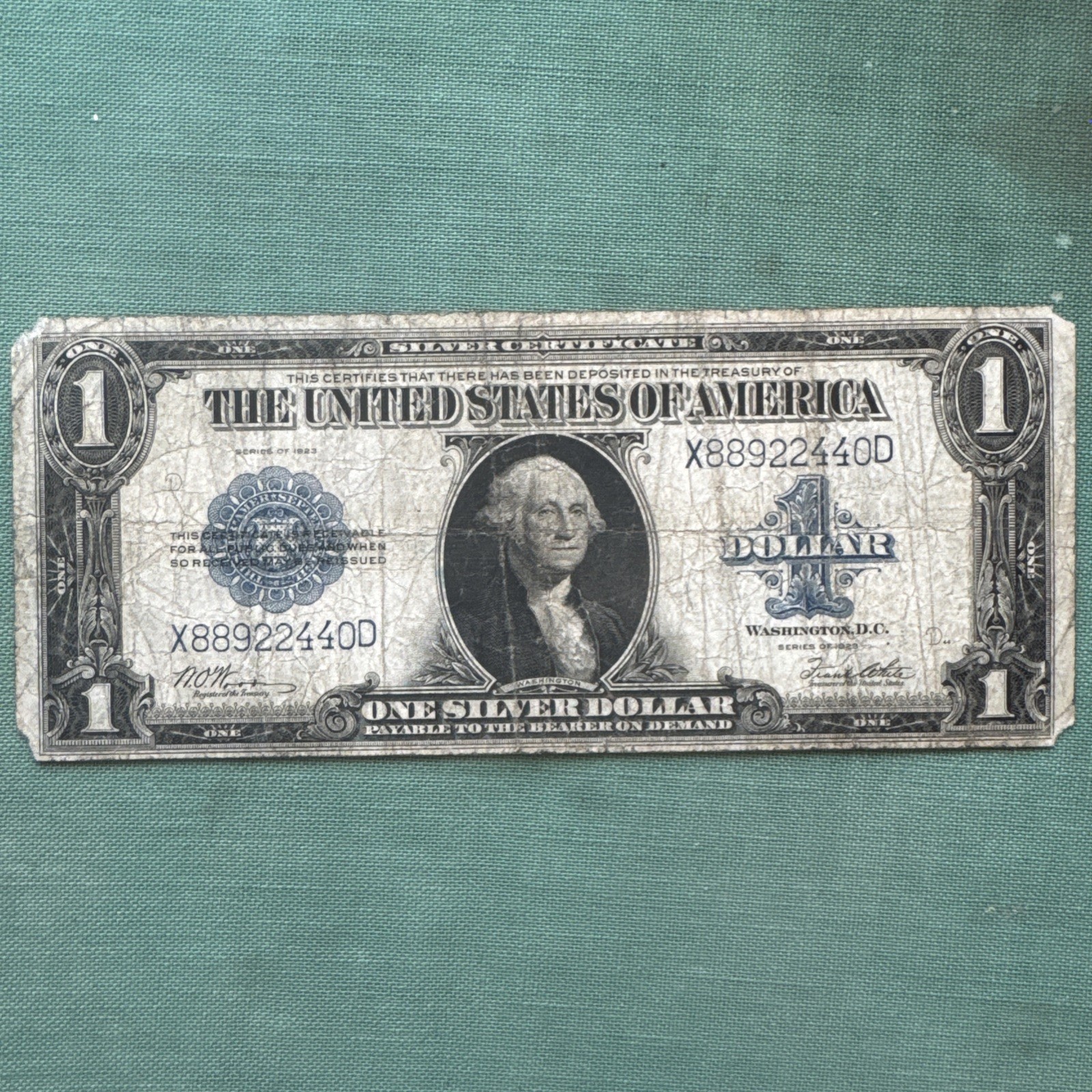 1923 Large Size $1 Washington Blue Seal Silver Certificate US Note