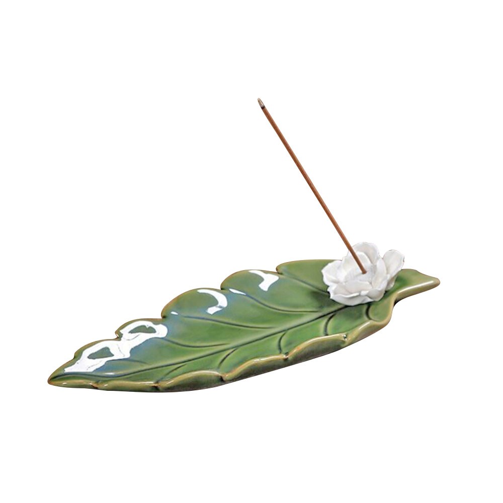 Handmade Leaf Green Ceramic Incense Holder Design