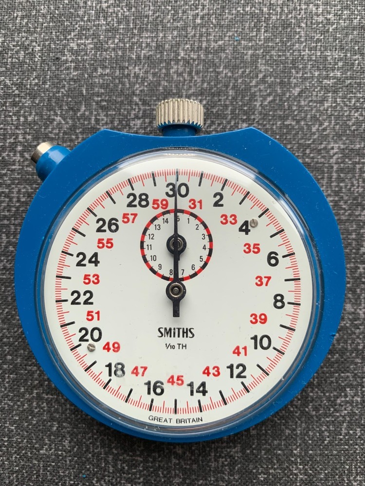 Vintage Blue Smiths Rally Timer Set on an Aluminium Dashboard Panel