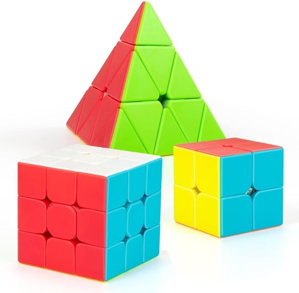 Speed Cube Set  Stickerless Magic Cube Set of 2x2x2 3x3x3 Pyramid