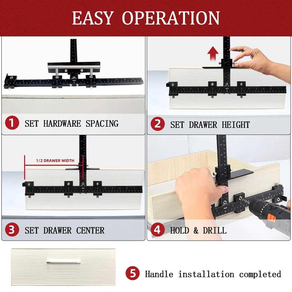 Cabinet Hardware Jig, Cabinet Handle Template Jig Tool Adjustable Drill Guide...