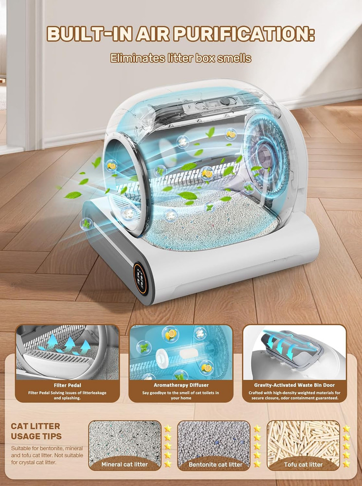 Automatic Litter Box, (2026) Multi-Function Upgrade Robot Self Cleaning Litter B
