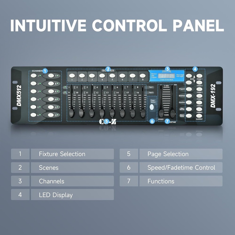 192 DMX Stage DJ Light Controller - Ultimate Mixer for Stunning Light Shows