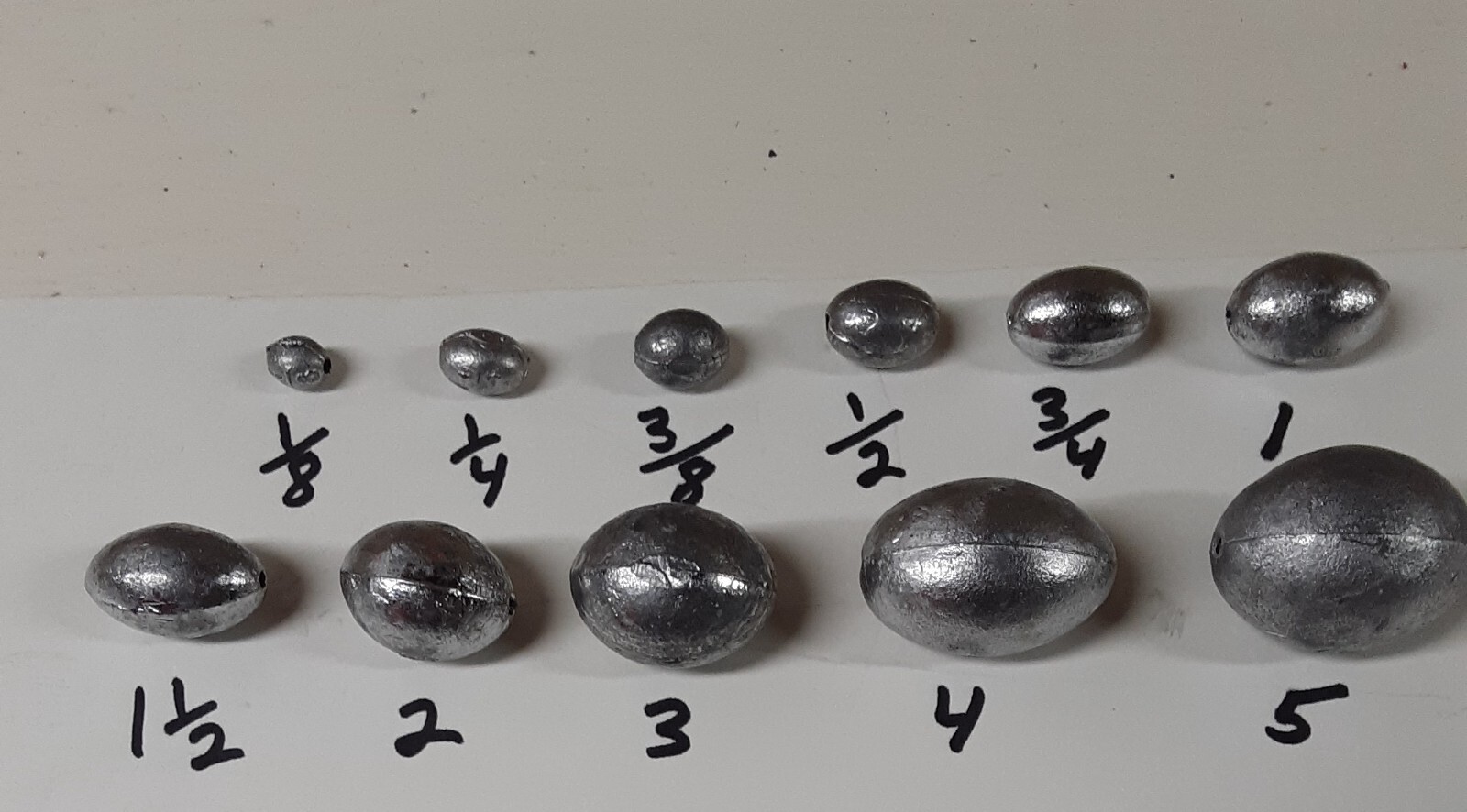 Egg Sinkers quantity 50 you choose size 1/8 1/4 3/8 1/2 3/4 1oz 1-1/2 2 3 4 5oz