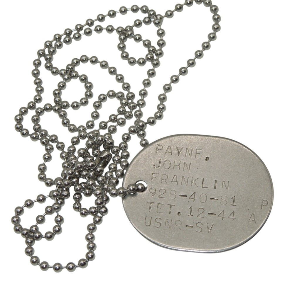 Original WWII US Navy Dog Tag USNR SV 1944 Payne & Chain CA12