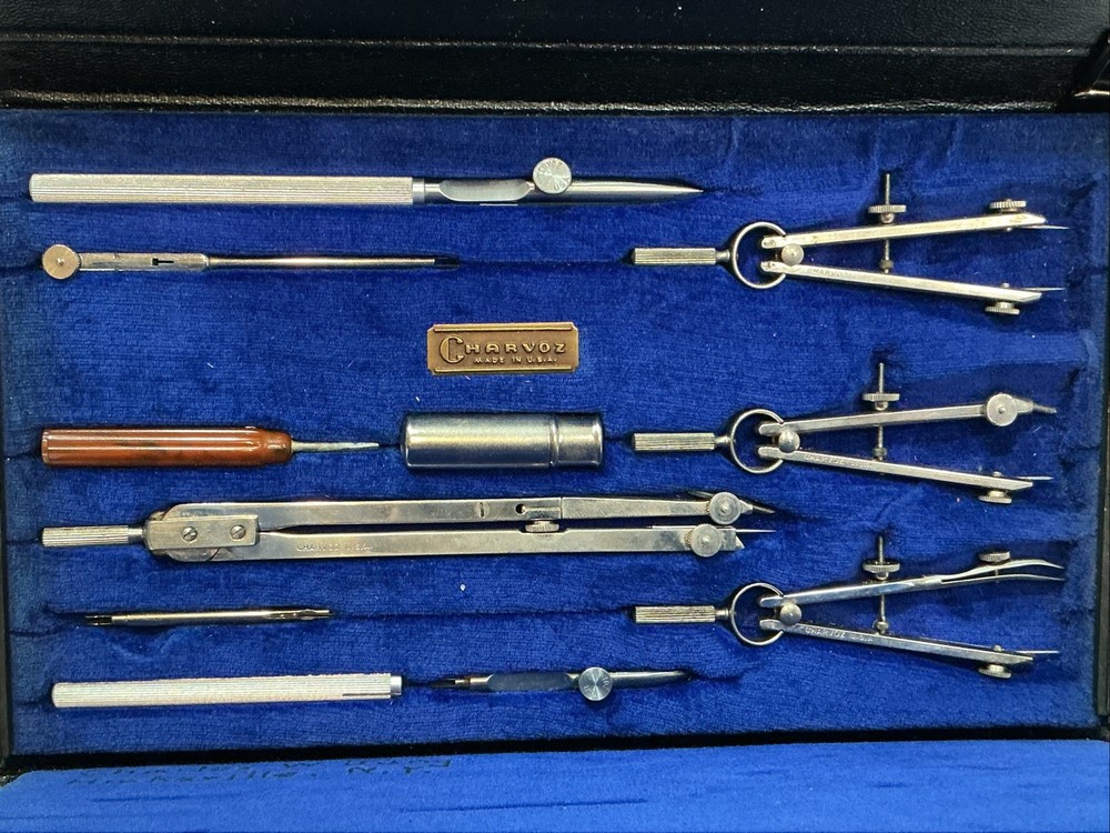 Vintage Charvoz Drafting Kit Precision Tools With Case