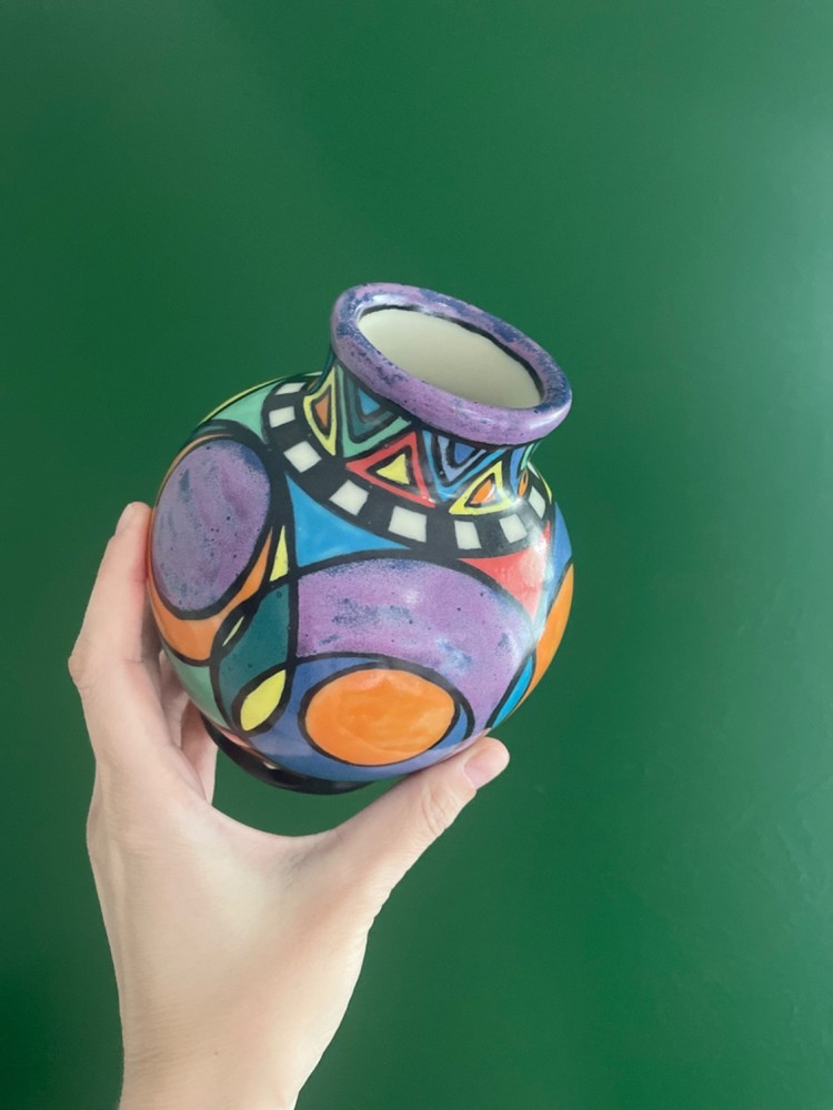 Abstract Handpainted Ceramic Vase