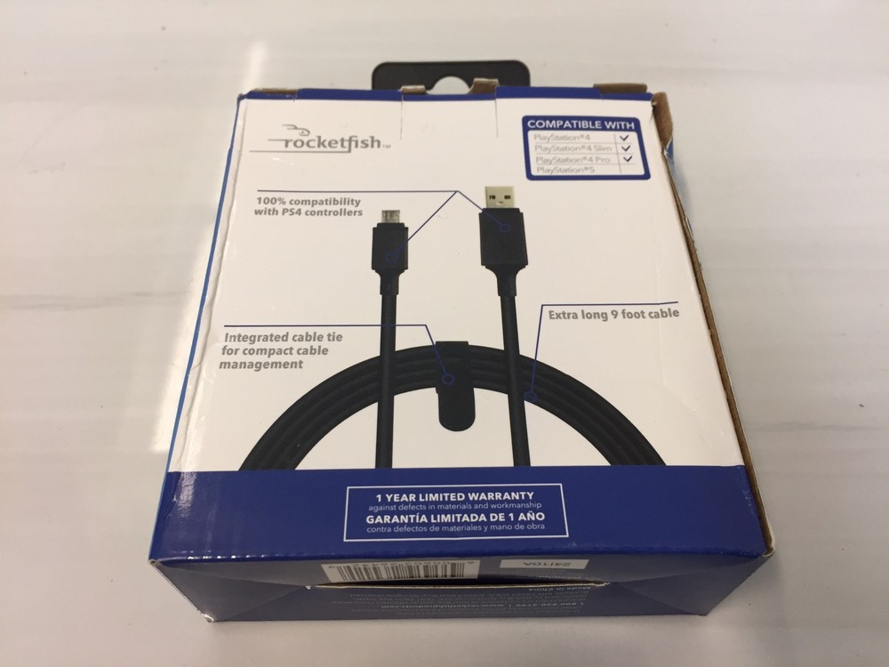 Rocketfish 9ft Micro USB Charging Cable for PS4/PS5 Controllers