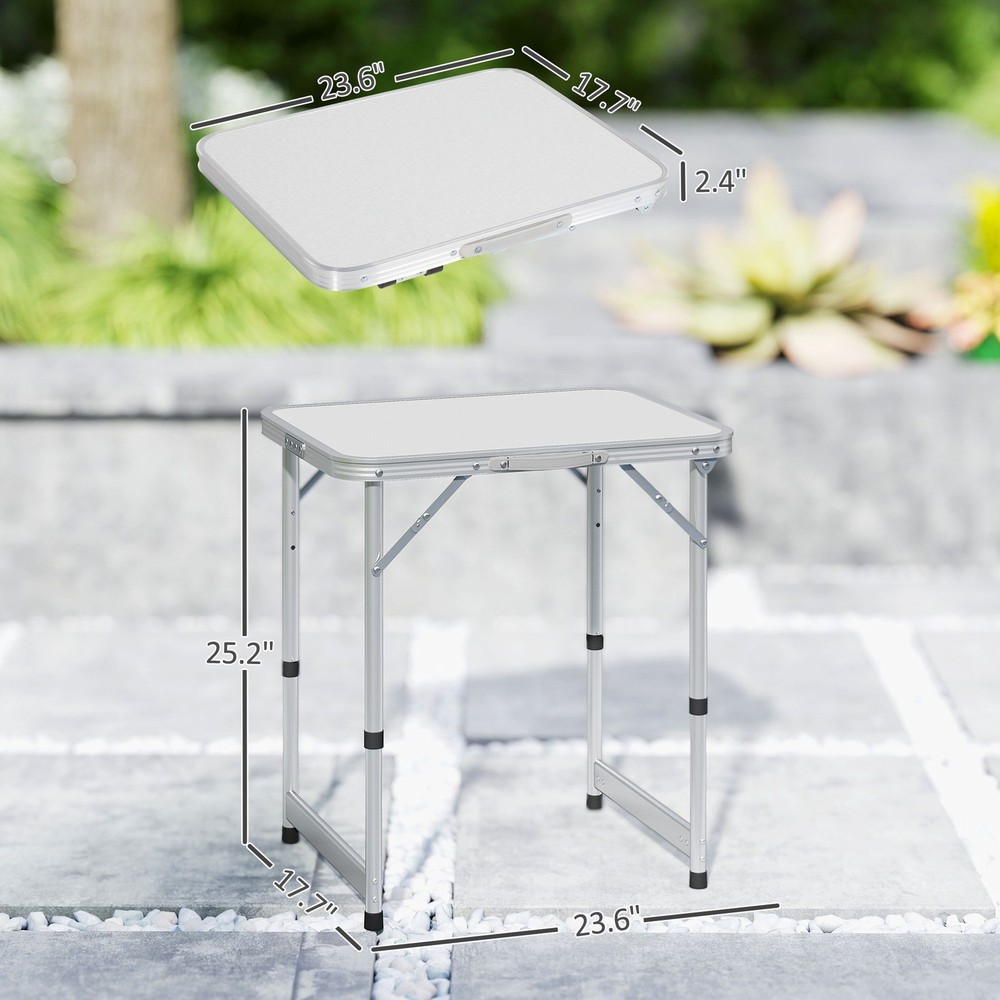 23" Adjustable-Height Folding Camping Table Portable Table