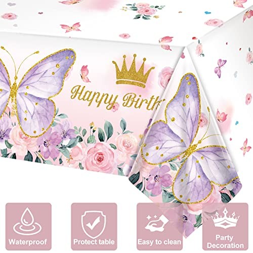 3 Pieces Butterfly Birthday Tablecloths Happy Birthday Tablecloth Rectangular