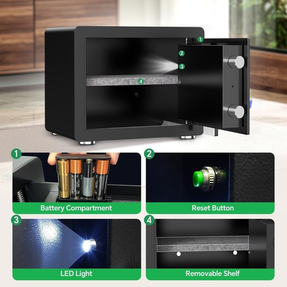 Electronic Safe with Digital Keypad & Alarm - Fireproof & Waterproof