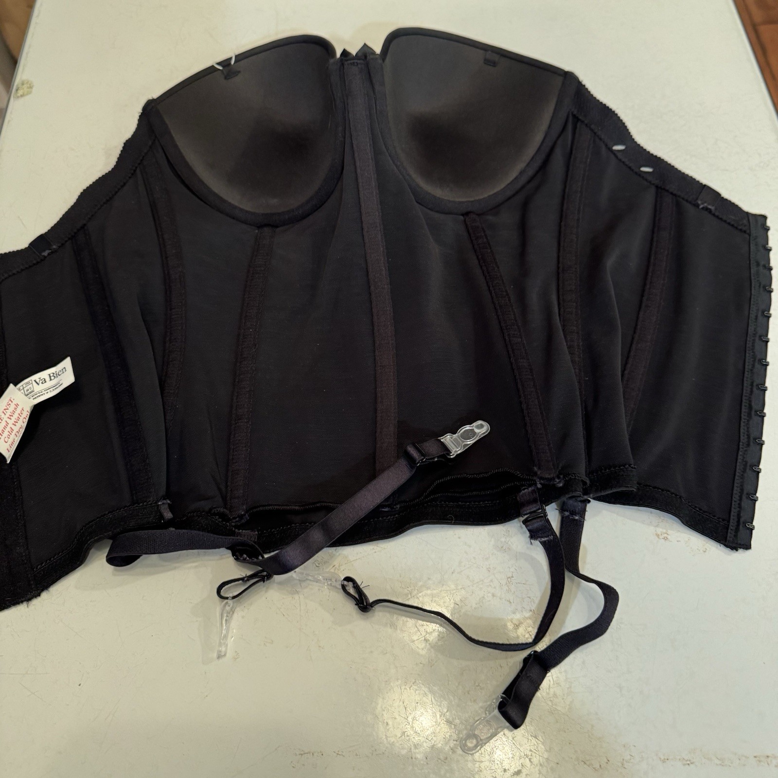 Va Bien 1503 Ultra Lift Hourglass Bustier with Garters 34 C Black NEW