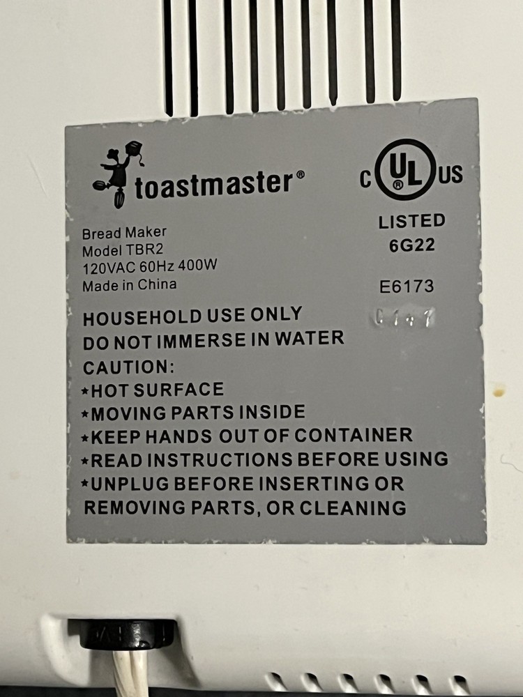 Toastmaster Bread Box TBR2 Bread Pan And Paddle Replacement Parts